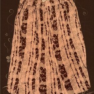 Women's tan and Brown Patterned Elastic Waist Skirt